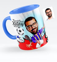 BK Gift Kişiye Özel Bay Futbolcu Sarı Lacivert Karikatürlü Mavi Kupa Bardak  1