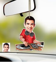 BK Gift Kişiye Özel Bay DJ Karikatürlü Ahşap Araba Dikiz Ayna Süsü (Çok Renkli)