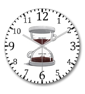 Coffee Time Duvar Saati Bombeli Gercek Cam