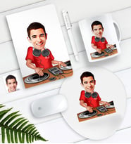 BK Gift Kişiye Özel Bay DJ Karikatürlü Defter Kalem Kupa Mouse Pad Seti (Model 1)