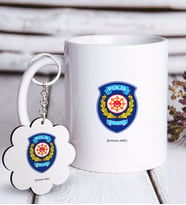 BK Gift Kişiye Özel Mesleki Polis Çevik Kuvvet Beyaz Kupa ve Anahtarlık Hediye Seti-1 (Model 1)