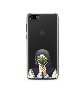 Kapalı Çiçekli Kız Tasarımlı Süper Şeffaf Silikon Telefon Kılıfı Huawei Y5 2018