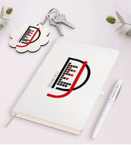 BK Gift Kişiye Özel DJ Beyaz Defter Kalem ve Anahtarlık Hediye Seti-2 (Model 1)