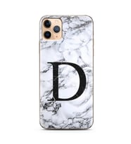 Iphone 11 Pro Beyaz Mermer Harf Tasarımlı Telefon Kılıfı D-Harfi 