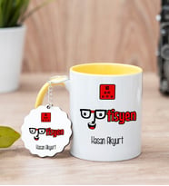 Optisyen Sarı Kupa Bardak Ve Anahtarlık Set