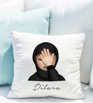 Emoji Kız Tesettürlü Stiker Yastığı Kişiye Özel