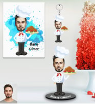 Kişiye Özel Aşçı Karikatürlü 3 lü Hediye Seti Bay-2