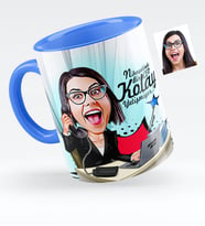 BK Gift Kişiye Özel Bayan Ceo Karikatürlü Mavi Kupa Bardak  1