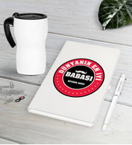 BK Gift Kişiye Özel Dünyanın En İyi Babası Beyaz Defter Kalem Termos Mug Seti-7 (Model 1)