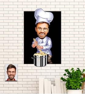 Kişiye Özel Hediye Master Şef  Karikatürlü Uv Baskılı Ahşap Tablo