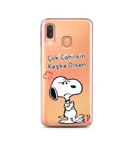 Snoopy Tasarımlı Süper Şeffaf Silikon Telefon Kılıfı Samsung A40