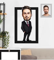 Kişiye Özel İş Adamı Karikatürlü 3D Ahşap Tablo 30x47 Bay-6