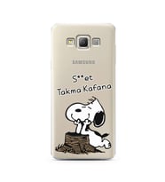 Snoopy Tasarımlı Süper Şeffaf Silikon Telefon Kılıfı Samsung A7 (2015)