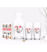 BK Gift Kişiye Özel Renkli Baskılı İsimli Fotoğraflı İkili Rakı Bardağı Karaf ve Cep Kitabı Hediye Seti-25 (Model 1)