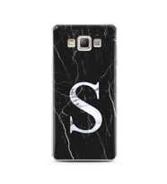 Samsung A7 (2015) Siyah Mermer Harf Tasarımlı Telefon Kılıfı S-Harfi 