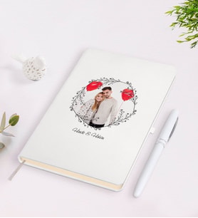 BK Gift Kişiye Özel Sevgililer Günü Temalı İsimli Fotoğraflı Beyaz Defter Kalem Seti-26