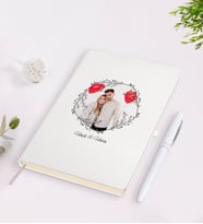BK Gift Kişiye Özel Sevgililer Günü Temalı İsimli Fotoğraflı Beyaz Defter Kalem Seti-26