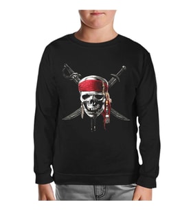 Pirates of Caribbean Kurukafa Siyah Çocuk Sweatshirt