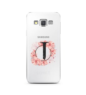 Pembe Çiçekli Harf Tasarım Süper Şeffaf Silikon Telefon Kılıfı Samsung A3 (2015)