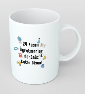 24 Kasım Hediyesi Öğretmen  Kupa Bardak Kişiye Özel Hediye K5