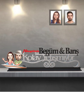 Kişiye Özel Sevgili Karikatürlü Kolay Yetişmiyor Ahşap Biblo Model 19