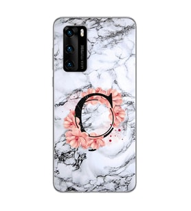 Mermer Çiçekli Harf Tasarım Süper Şeffaf Silikon Telefon Kılıfı Huawei P40 Pro Ç