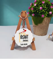 Mesajlı İnşaat Mühendisi Tasarımlı Kişiye Özel İnşaat Mühendisi Ahşap Anahtarlık