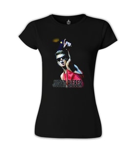 Justin Bieber Siyah Bayan Tshirt