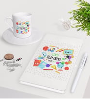 BK Gift Kişiye Özel Sınıf Öğretmeni Beyaz Defter Kalem Türk Kahvesi Fincanı Seti-10 (Model 1)