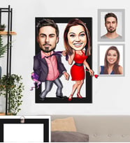 Kişiye Özel Sevgili Karikatürlü 3D Ahşap Tablo 30x47 Model 6