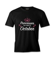 Princess Born in October - Heart Siyah Erkek Tshirt