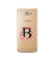 Pembe Çiçekli Harf Tasarım Süper Şeffaf Silikon Telefon Kılıfı Samsung C7 Pro  B