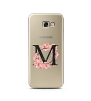Pembe Çiçekli Harf Tasarım Süper Şeffaf Silikon Telefon Kılıfı Samsung A5 (2017)