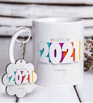 BK Gift Kişiye Özel 2024 Mutlu Yıllar Beyaz Kupa ve Anahtarlık Hediye Seti-5 (Model 1)