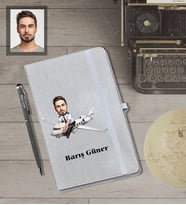 Kişiye Özel Pilot Karikatürlü Gri Defter Kalem Hediye Seti  Bay-1