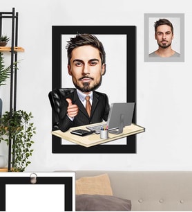 Kişiye Özel Patron Karikatürlü 3D Ahşap Tablo 30x47 Bay-27