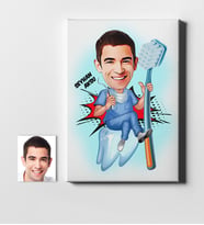 BK Gift Kişiye Özel Bay Diş Hekimi Karikatür Kanvas Tablo 50x70cm 2