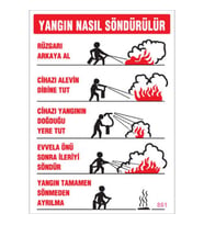SÖNSAN UYARI LEVHALARI ''YANGIN NASIL SÖNDÜRÜLÜR'' PVC 25*35