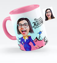 BK Gift Kişiye Özel Hostes Karikatürlü Pembe Kupa Bardak  2