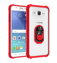 Microsonic Samsung Galaxy J7 Core Kılıf Grande Clear Ring Holder Kırmızı