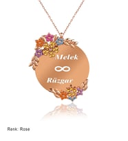 Kişiye Özel 2 İsimli Yaz Çiçekleri Rose Gümüş Kolye