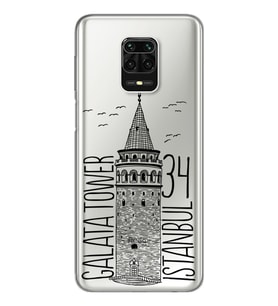 Galata Tasarımlı Süper Şeffaf Silikon Telefon Kılıfı Xiomai Redmi Note 9 Pro - N
