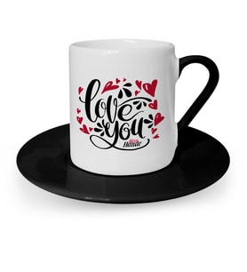 BK Gift Kişiye Özel Seni Seviyorum Siyah Türk Kahvesi Fincanı  4