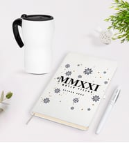 BK Gift Kişiye Özel Yılbaşı 2024 Mutlu Yıllar Beyaz Defter Kalem Termos Mug Seti - 2