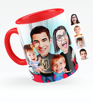 BK Gift Kişiye Özel Aile Karikatürlü Kırmızı Kupa Bardak  3