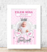 Bebeğinize Özel Kişiselleştirilmiş Resimli 21x30 Doğum Panosu (Beyaz)