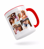 BK Gift Kişiye Özel Kare 4 Fotoğraflı Kırmızı Kupa Bardak-2