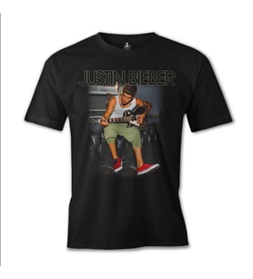 Justin Bieber - Guitar Siyah Erkek Tshirt