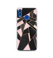 Pembe Geometri Tasarımlı Süper Şeffaf Silikon Telefon Kılıfı Huawei Honor 10 Lit