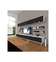Decoraktiv Eko 8y Slm Krom Ayaklı Tv Ünitesi Tv Sehpası (Beyaz-Siyah)